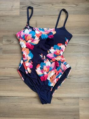 La Blanca Navy Floral Girls' One-Piece Swimsuit